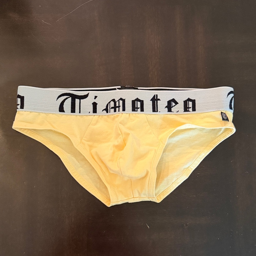 Timatea Yellow Men's Briefs with White Waistband